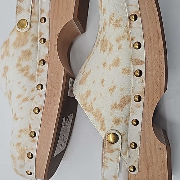 J Crew Calfhair Cowprint Convertible Wood Clogs - Picture 7 of 14